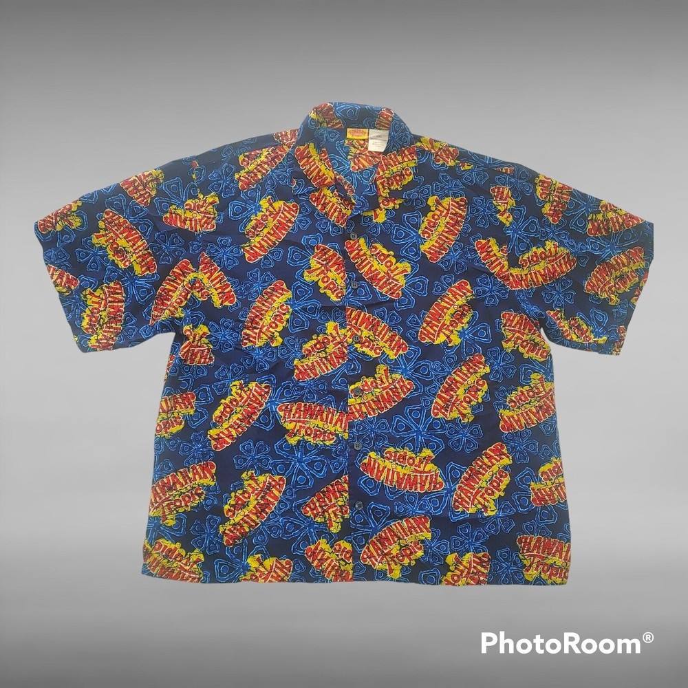 Hawaiian Tropic Short Sleeve Button Up Shirt Men's XXL 2XL Vacation Floral